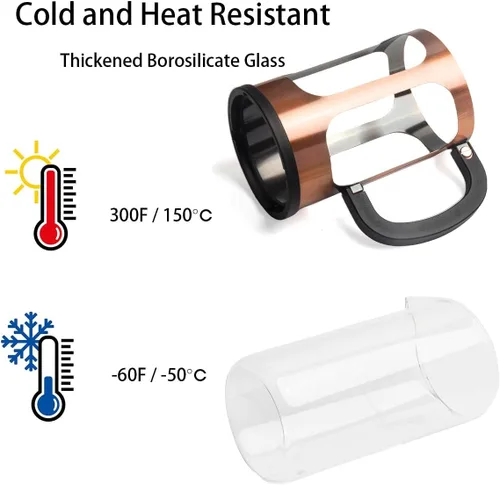 Miniatura 4 de Cafetera de prensa francesa, 8 tazas de 34 onzas, prensa de café de acero inoxidable 304 con 4 pantallas de filtro, vidrio de borosilicato