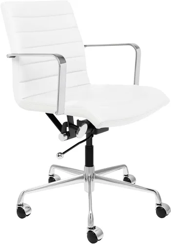 Laura Davidson Furniture SOHO II Silla de oficina acanalada, silla de escritorio con respaldo medio, diseño ergonómico con reposabrazos y giratorio,