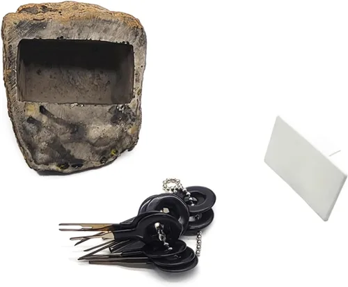 Miniatura 7 de Llavero oculto para exteriores, con forma de roca realista, resina resistente a la intemperie y a la oxidación