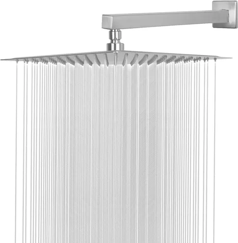 Miniatura 8 de Cabezal de regadera con brazo extensible, alta presión, cuadrado, con brazo para regadera, acero inoxidable, tipo lluvia, cascada, cobertura de Cromo