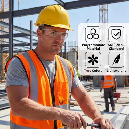 Miniatura 5 de Salfboy Paquete de 100 gafas de seguridad ANSI Z87.1, gafas resistentes a arañazos para mujeres y hombres, gafas de laboratorio, protección ocular