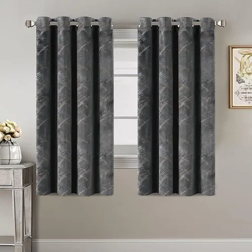 Miniatura 2 de H.VERSAILTEX Cortinas de terciopelo de lujo de 63 pulgadas de largo con aislamiento térmico para dormitorio, estampado de papel de aluminio