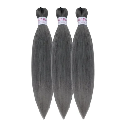 Miniatura 56 de Pelo corto negro trenzado preestirado de 14 pulgadas para trenzas sin nudos, pelo sintético 1B trenzado para trenzas Bob Box