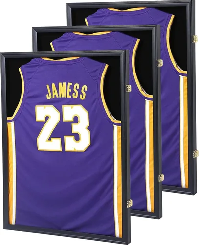 Miniatura 8 de Estuche de exhibición con marco de jersey, caja de sombra grande con cerradura, marco de jersey deportivo con protección UV acrílico y 2 colgadores