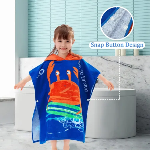 Miniatura 4 de VOOVA & MOVAS Toallas tipo poncho para niños pequeños (2-6 años, 24 x 48 pulgadas), 100% algodón, suave, absorbente, con capucha, perfectas