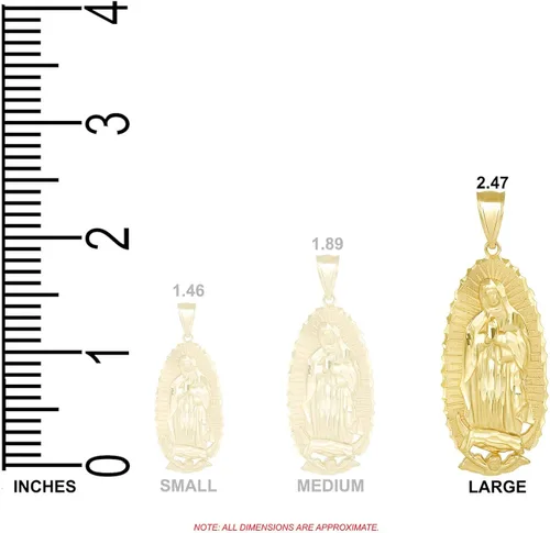 Miniatura 2 de Colgante de medalla milagrosa de la Santísima Virgen de Guadalupe, 2.47 pulgadas