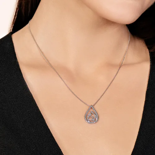 Miniatura 2 de Jewelili - Collar con colgante de plata de ley o oro rosa o amarillo sobre plata, cadena de eslabones de 18 pulgadas