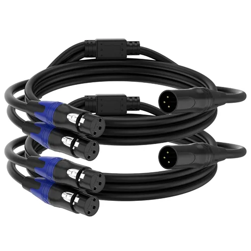 Cable divisor XLR en Y, 2 hembra a 1 macho, cable de conexión XLR para micrófono equilibrado izquierdo y derecho, doble hembra a macho individual,