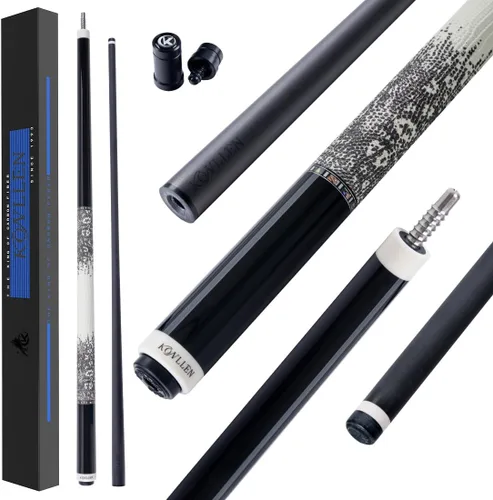 KONLLEN 2.0 Carbon Fiber Pool Cue, Low Deflection Shaft with Pro Taper, Ebony Inlay Design, 12.5mm / 11.8mm Tip, Adjustable Weight System 003