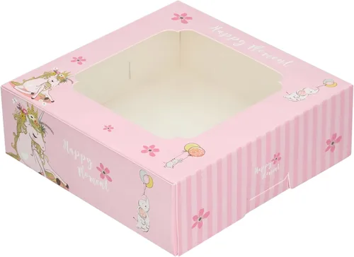 Miniatura 20 de Paquete de 20 cajas de panadería con ventana pequeñas de 6 x 6 x 2 pulgadas para galletas, dulces, pasteles, brownie, pastel de gasa, tarta, tarta