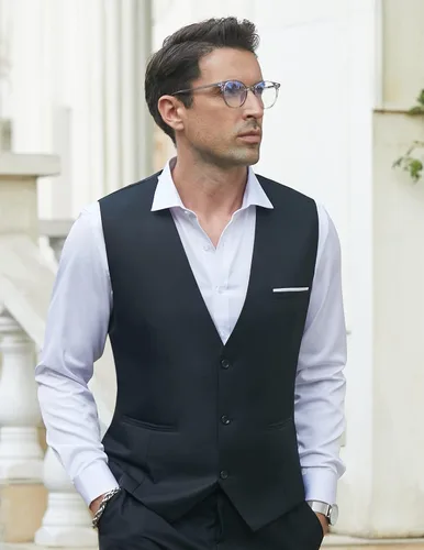 Miniatura 3 de COOFANDY Chaleco de traje formal para hombre, ajustado, casual, para negocios, chaleco