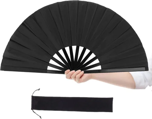 Miniatura 11 de Abanicos de mano plegables grandes para baile de línea, ventilador de rave de 13 pulgadas para bodas, fiestas, festivales y espectáculos de baile