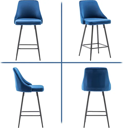 Miniatura 4 de BTEXPERT Juego de 2 sillas de bar de comedor tapizadas de alta calidad de 25 pulgadas de altura, taburetes de bar con respaldo alto, taburetes