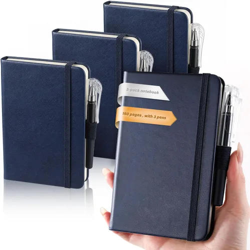 Miniatura 11 de AISBUGUR Cuaderno pequeño – Paquete de 3 cuadernos en total de 480 páginas – Cuadernos de bolsillo con bolígrafos para el trabajo – Cuaderno A6