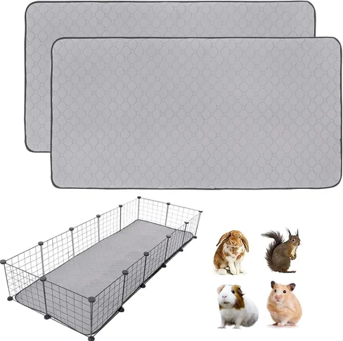 Miniatura 14 de Paquete de 2 forros para jaula de cobayas LWYMX, 24'' X 48'', almohadillas lavables para orina de cobayas, alfombrilla antideslizante reutilizable