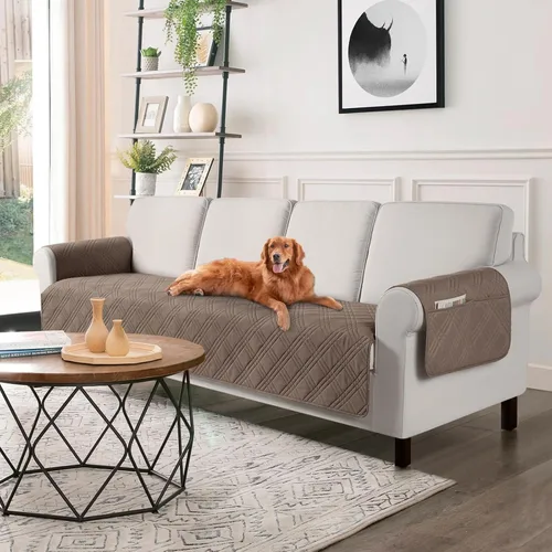 Miniatura 47 de TAOCOCO Fundas de sofá impermeables extragrandes para mascotas y perros con respaldo antideslizante, fundas para asientos de sofá con bolsillo