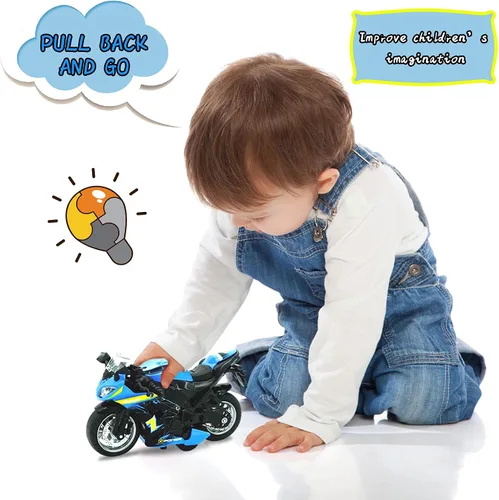 Miniatura 6 de Motocicleta auténtica de fundición a presión con música e iluminación, juguetes de motocicleta de fundición a presión para edades de 2-4, moto