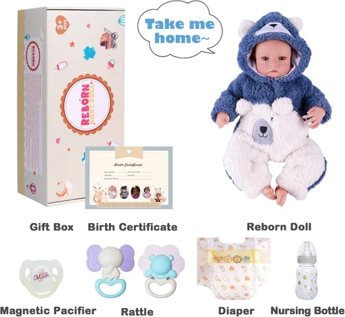 Miniatura 6 de BABESIDE Muñecas Reborn de bebé realistas Niño - Aiden 17 Pulgadas Muñeca de bebé realista hecha a mano de tela suave con cuerpo de silicona recién