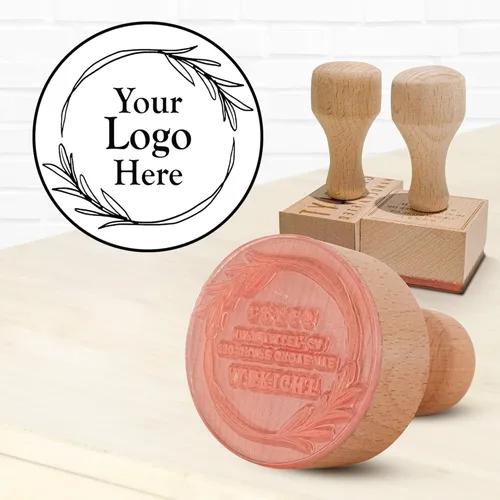 Sello de goma personalizado, sello de logotipo personalizado con material de madera duradero, crea tu propio sello con logotipo y nombre, sello de