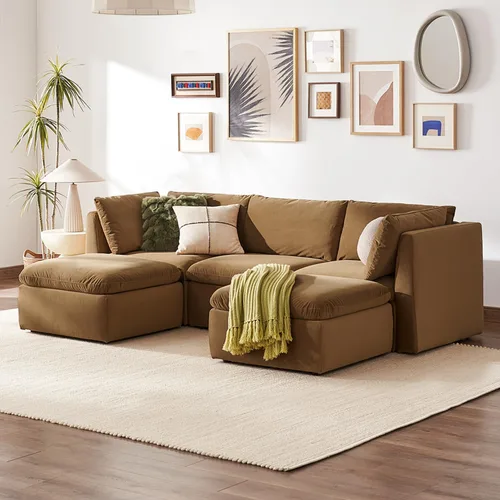 Miniatura 34 de mopio Sofá Seccional Modular de Gran Tamaño con Fundas Completamente Extraíbles y Almacenamiento, Convertible en Forma de U, en Forma de L