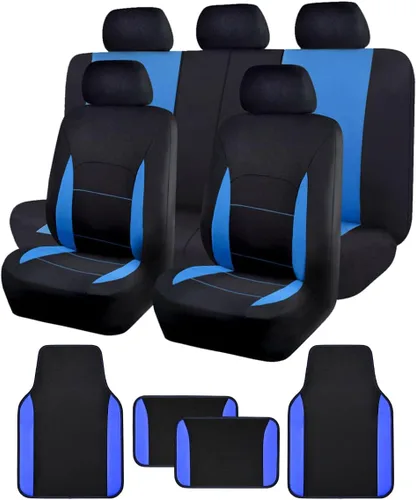 Miniatura 36 de Flying Banner Fundas de asiento de coche, asientos delanteros, asiento trasero, poliéster, protectores de asiento de automóvil, instalaciones Negro