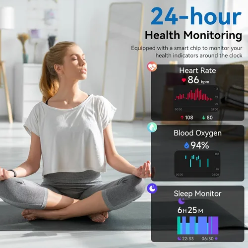Miniatura 5 de Reloj inteligente con Alexa integrado, rastreador de salud HD de 1.83 pulgadas, llamadas/notificaciones Bluetooth, más de 120 modos deportivos, Negro
