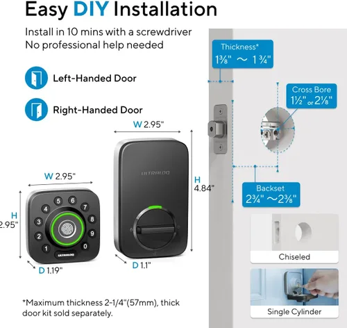 Miniatura 9 de ULTRALOQ U-Bolt Pro - Cerradura inteligente WiFi con sensor de puerta, cerradura inteligente Wi-Fi integrada para puerta delantera