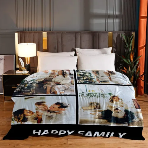 Miniatura 3 de Manta personalizada con texto fotográfico para padre, madre, familia, manta de franela suave personalizada para novio, novia, cumpleaños