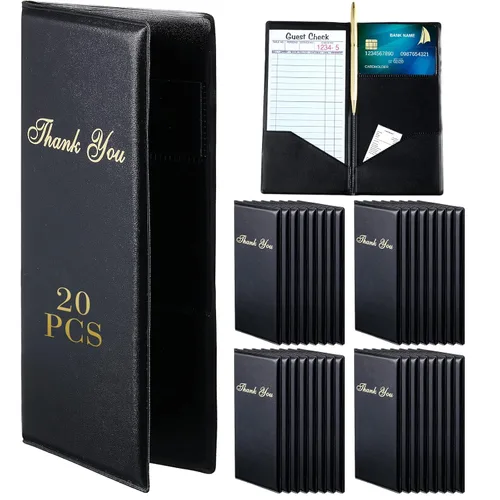 Miniatura 8 de 40 presentadores de cheques para restaurantes, portatarjetas de cheques de invitados, portatarjetas de cheques negros para restaurantes con notas