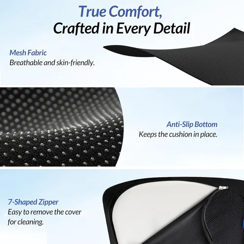 Miniatura 8 de ZIKEE Pioneering Cojín de gel para sentarse sin congestión, cojín ergonómico de espuma viscoelástica para silla de oficina para ciática, espalda