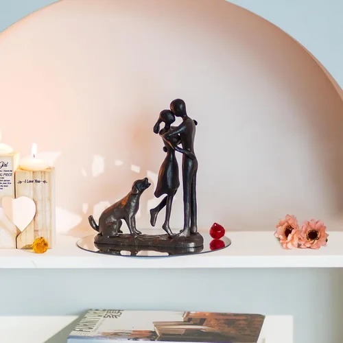 Miniatura 9 de Sziqiqi Regalos de hierro de aniversario para ella, escultura de amor para pareja, regalo de hierro para pareja, novia, esposa, él, estatua negra