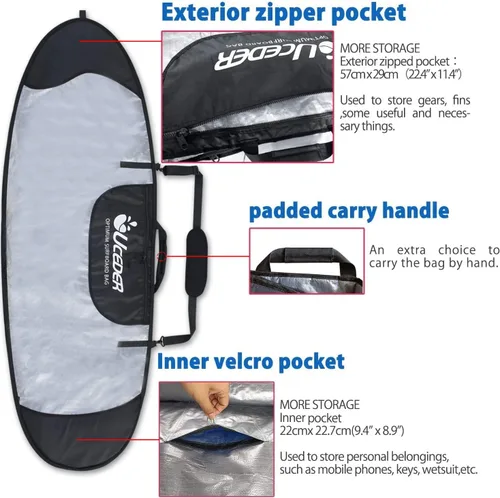 Miniatura 6 de Funda para tabla de surf y bolsa de almacenamiento para tabla de surf para viajes al aire libre, bolsa para tabla de surf de 5'0"-9'10", máxima