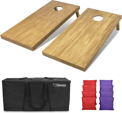 Miniatura 99 de GoSports 4 ft x 2 ft Regulation Size Wooden Cornhole Boards Set with Light Brown Finish - Includes Carrying Case and Bean Bags Negro- gris