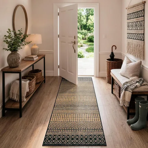 Miniatura 32 de Alfombras marroquíes para sala de estar, 5 x 7 pies, alfombra suave bohemia envejecida antideslizante grande, alfombra de granja de pelo bajo