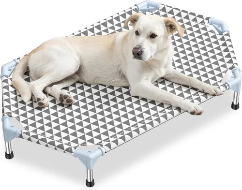 Miniatura 14 de Kuntrust Cama Elevada para Perros de Exterior Actualizada Catre para Mascotas Elevado Cama Refrescante para Cachorros Cama Elevada para Perros