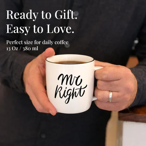Miniatura 5 de Triple Gifffted Mr Right Mrs Always Right - Tazas de café, ideas de regalos para parejas, aniversario de boda, compromiso, Navidad, para él
