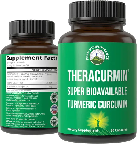 Theracurmin Hasta 42 veces mayor absorción frente a la curcumina estándar, suplemento de cápsula de curcumina de cúrcuma de alta biodisponibilidad -
