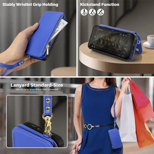Miniatura 6 de Antsturdy Funda tipo cartera desmontable 2 en 1 para iPhone 14 Pro Max con MagSafe, bloqueo RFID, magnética, carga inalámbrica, funda de piel