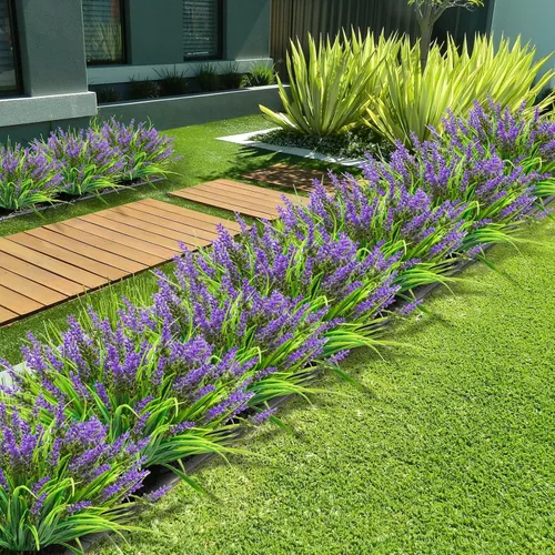Miniatura 2 de obbsie 12 paquetes de plantas artificiales para exteriores, 18.2" resistentes a los rayos UV, tallos de hierba mono artificial, vegetación, no se