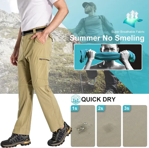 Miniatura 3 de Pantalones de senderismo para hombre, convertibles, ligeros, de secado rápido, para pesca, safari, campamento, viajes, para niño explorador