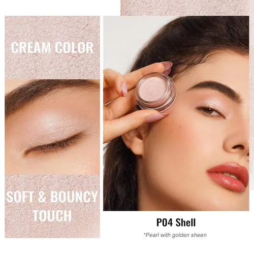 Miniatura 16 de Oulac Sombra de ojos en crema con brillo también para iluminador Sombra de ojos mezclable Resistente al agua y de larga duración con fórmula Pureza