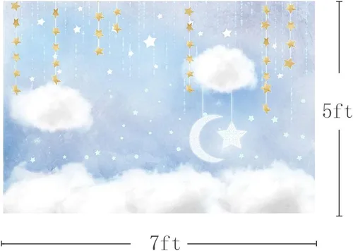 Miniatura 4 de MEHOFOTO - Telón de fondo de estudio fotográfico de nube azul y blanca, accesorios de fondo de príncipe para cumpleaños, baby shower, decoración
