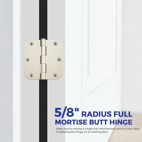 Miniatura 3 de Ravinte Paquete de 6 bisagras de puerta de níquel satinado de 3 controles de hardware de puerta de .5 x 3.5 pulgadas, esquinas redondeadas de radio
