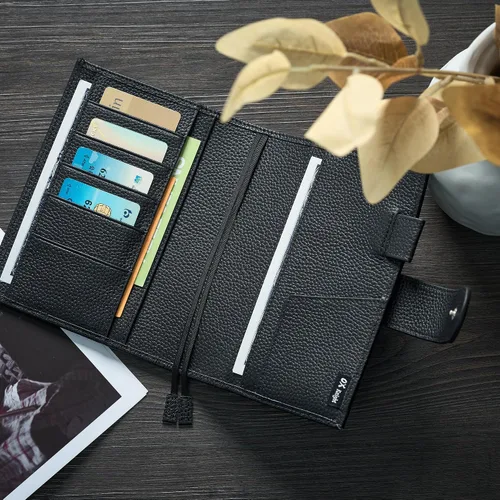 Miniatura 3 de Funda de cuero A6 para planificador Hobonichi, Stalogy, Midori Hibino, Leuchtturm1917 y más - con trabilla para bolígrafos, ranuras para tarjetas