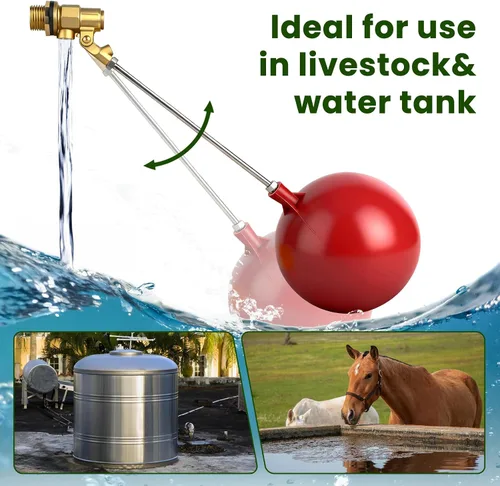 Miniatura 3 de Válvula de flotador de acero inoxidable para tanque de agua y abrevadero, opciones de tamaño de 1/2-3/4 pulgadas para una gestión confiable