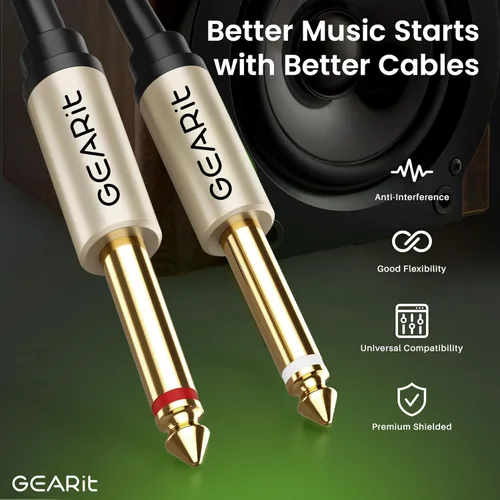 Miniatura 3 de GEARit Cable de inserción de 10 pies – 1/4 "TRS estéreo macho a doble 1/4" TS mono macho Y-Splitter Breakout Cable, cable de conexión de audio