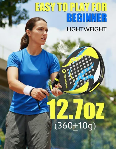 Miniatura 2 de Raqueta de pádel de fibra de carbono Power Lite Pop Tennis Paddle Paddleball raquetas 2 piezas negro