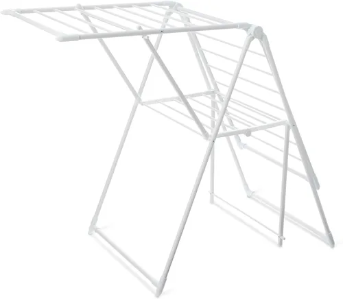 Amazon Basics Tendedero de ropa de metal plegable de 2 alas, 61x23.6x39.3 pulgadas, blanco