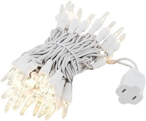 Miniatura 10 de Novelty Lights Mini cadena de luces incandescentes de 11 pies, 50 bombillas, ámbar con espacio de 2.5 pulgadas en cable blanco, mini luces de grado