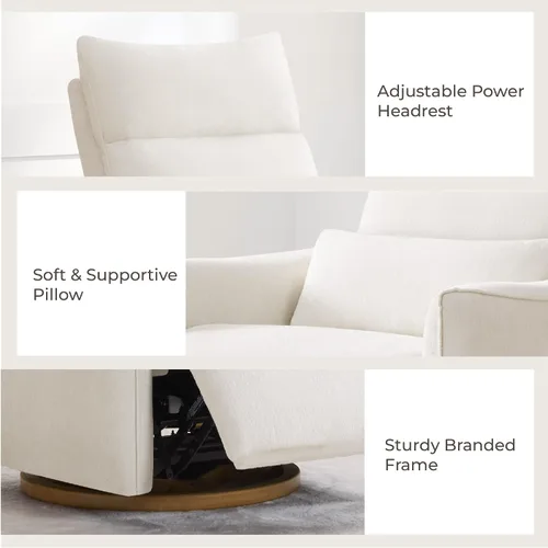 Miniatura 5 de CHITA Silla reclinable giratoria, reclinable mecedora eléctrica para cuarto de bebé, con reposacabezas eléctrico ajustable, certificado FSC, base